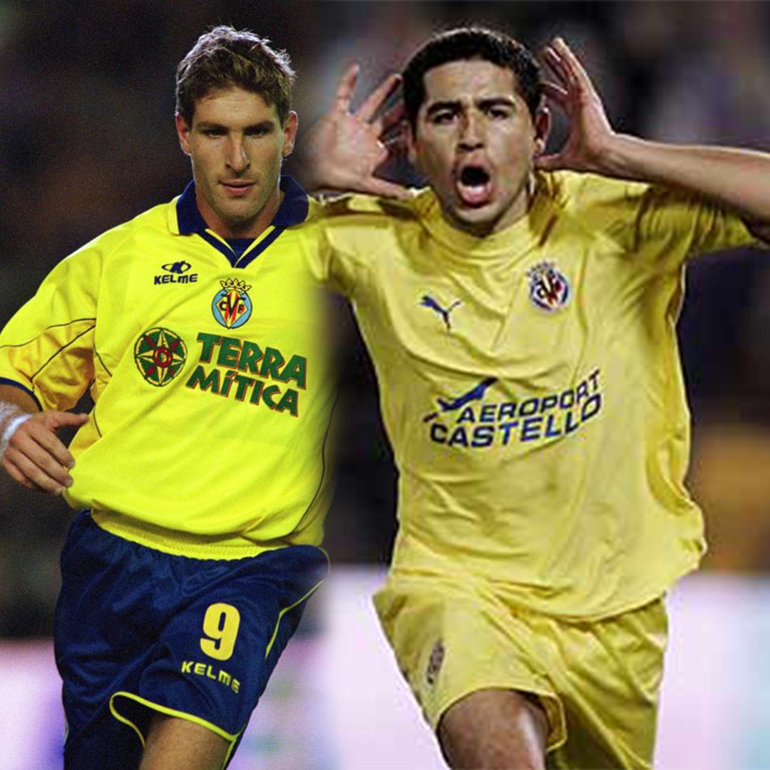 Martín Palermo y Riquelme en el partido de leyendas del Villarreal